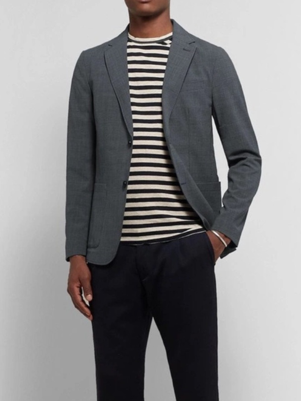Club Monaco wool blend unlined slim 2 Btn blue-grey Sport Blazer 40R summer/fall